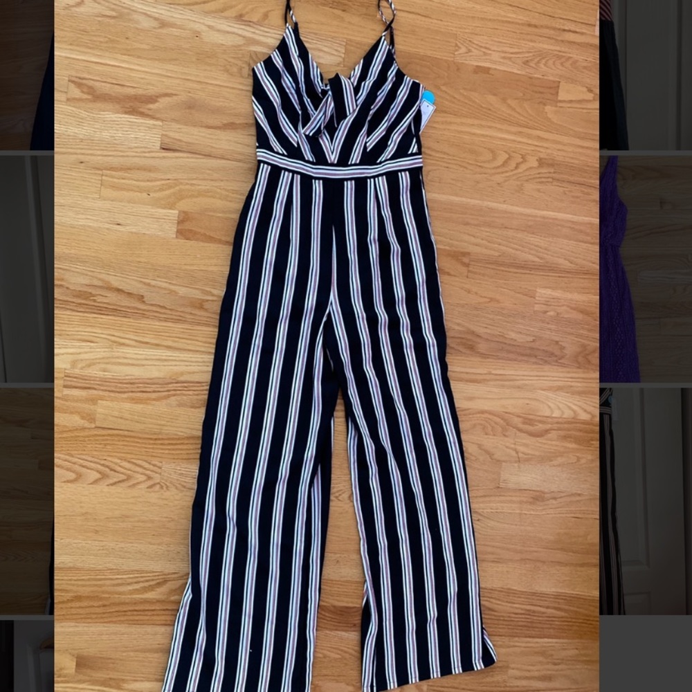 Thin Strap Long Striped Jumpsuit (Premeir Amour)